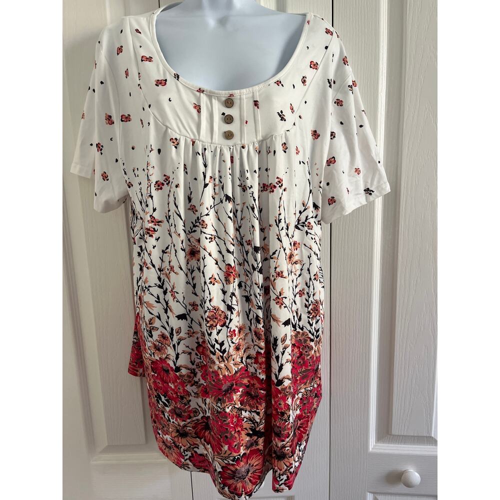 Women's Casual Round Neck Short Sleeve Tunic Top Leggings Loose Blouse Shirt 3XL